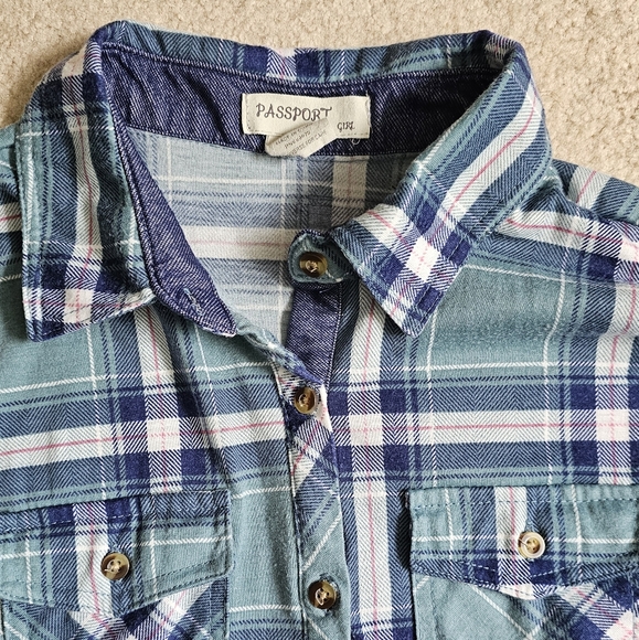 Girl's plaid fall button up shirt bundle, roll tab sleeves, Little Girl autumn - Picture 10 of 13